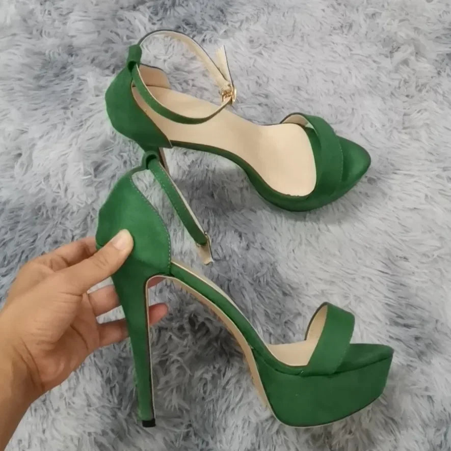 Sexy Open Toes 14cm Super High Heels Peep Toes Platform Stilettos