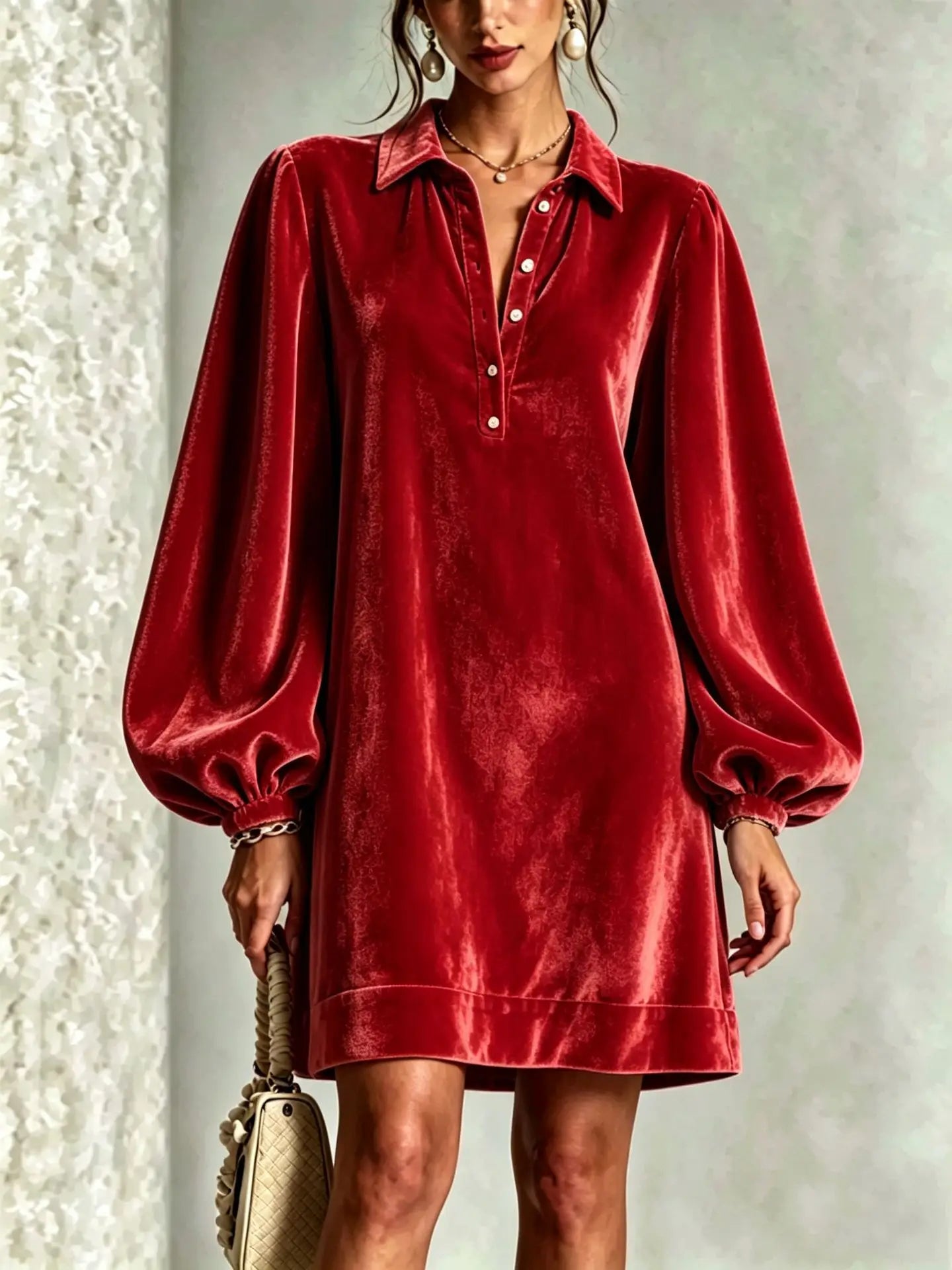Women’s Velvet Shirt Dress