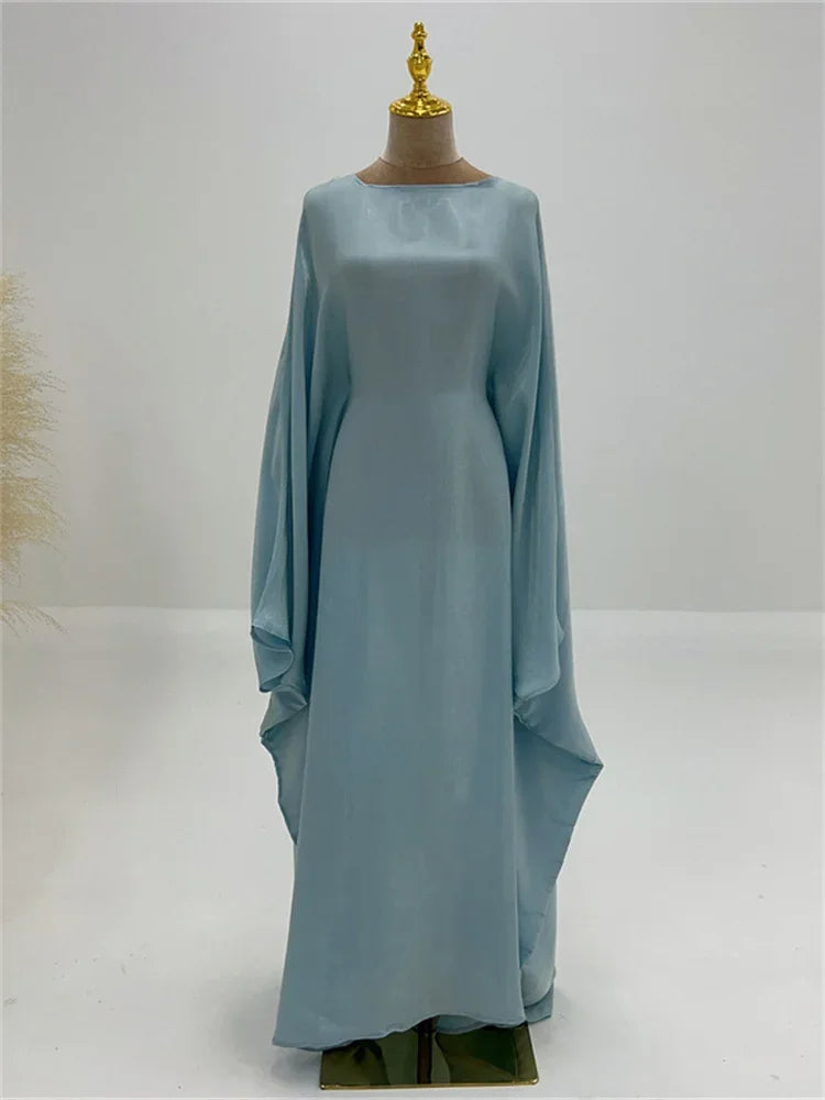 Autumn Loose Butterfly Batwing Long Sleeve Shiny Maxi Dress