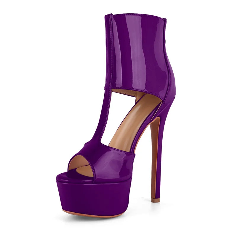 Women Platform Peep Toe Ankle Strap Stiletto Thin High Heels