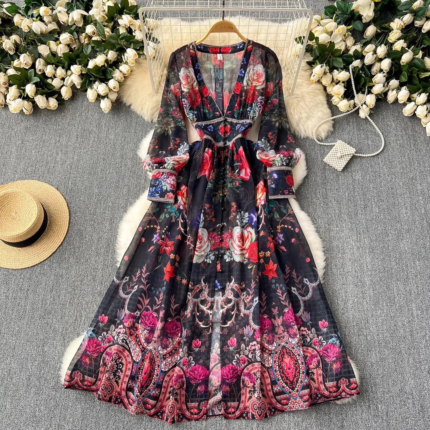 Summer Bohemain Gorgeous Flower Maxi Dress