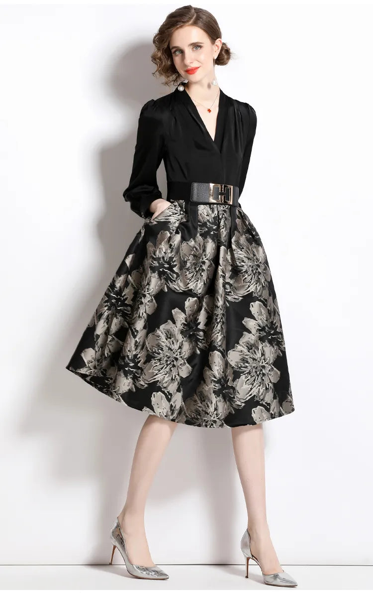 Autumn Elegant Jacquard Dress