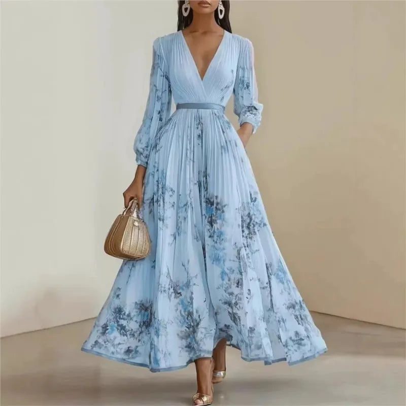 Women's Floral Pleated Maxi Dress