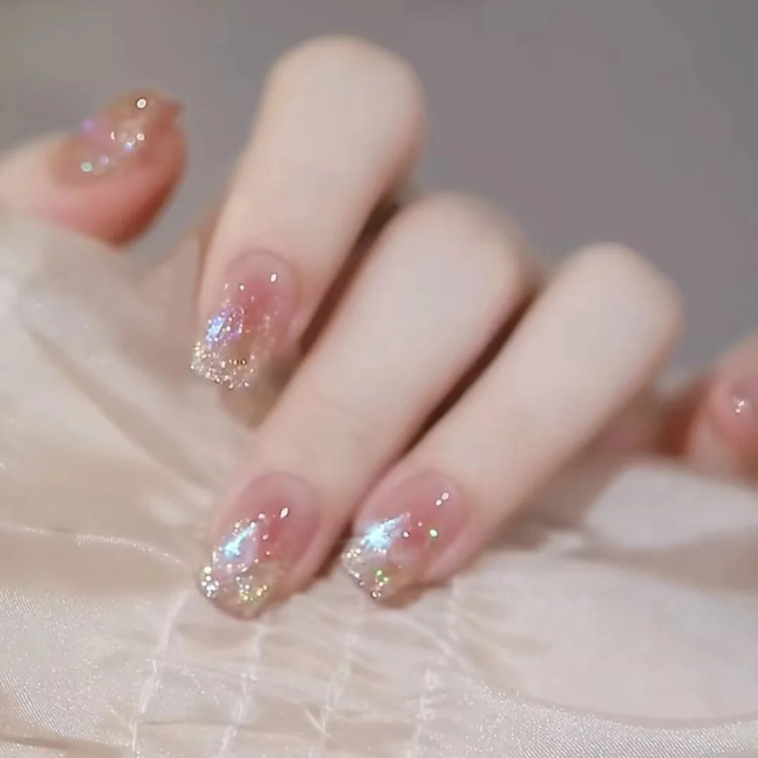 24Pcs Pink Ballet Fake Nails