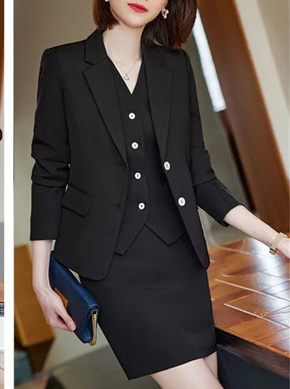 Office Lady 3‑Piece Waistcoat Pant Suit Set