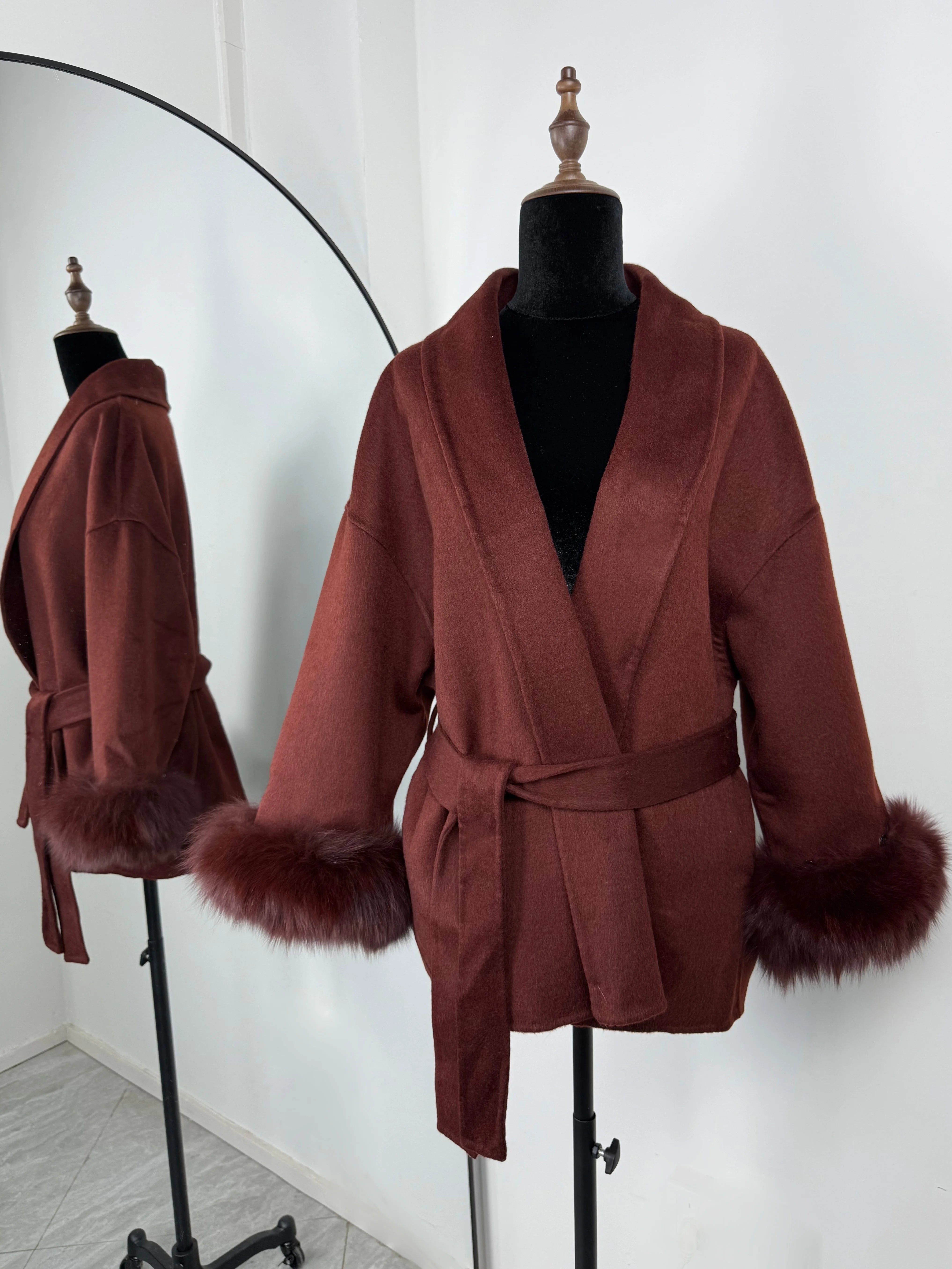 Fox Fur Short  Removable Elegant Double-sided Wool Overcoat