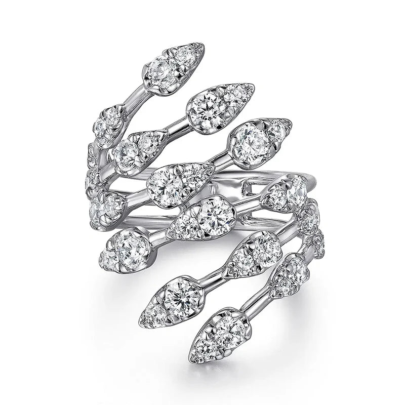 Sparkling Feather Opening Rings