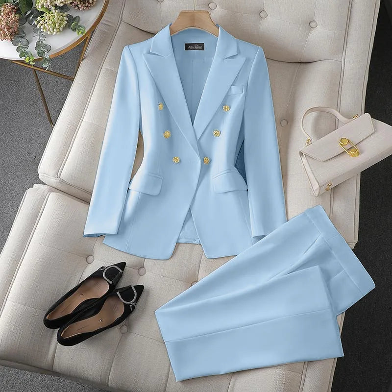 2026 Slim Office Blazer & Straight Trousers Set