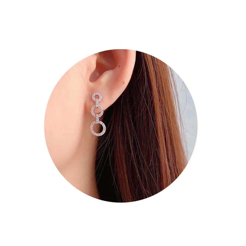 Exquisite Long Dangle Earrings with Sparkling CZ Stones