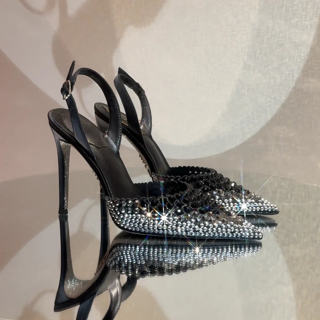 Luxury Rhinestones Gradient Slingbacks Stiletto High Heels