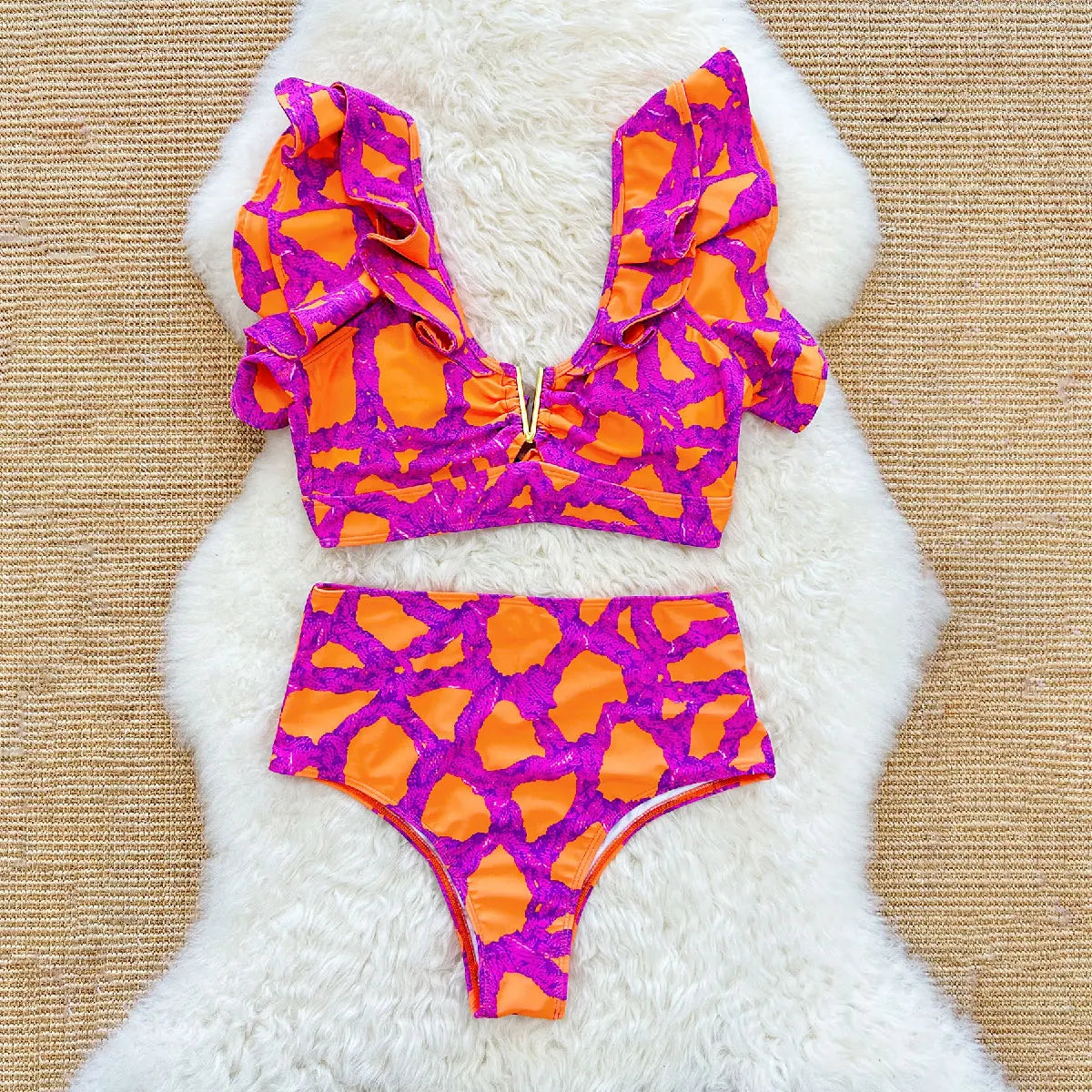 New Sexy High Waist Ruffle Bikini Sets