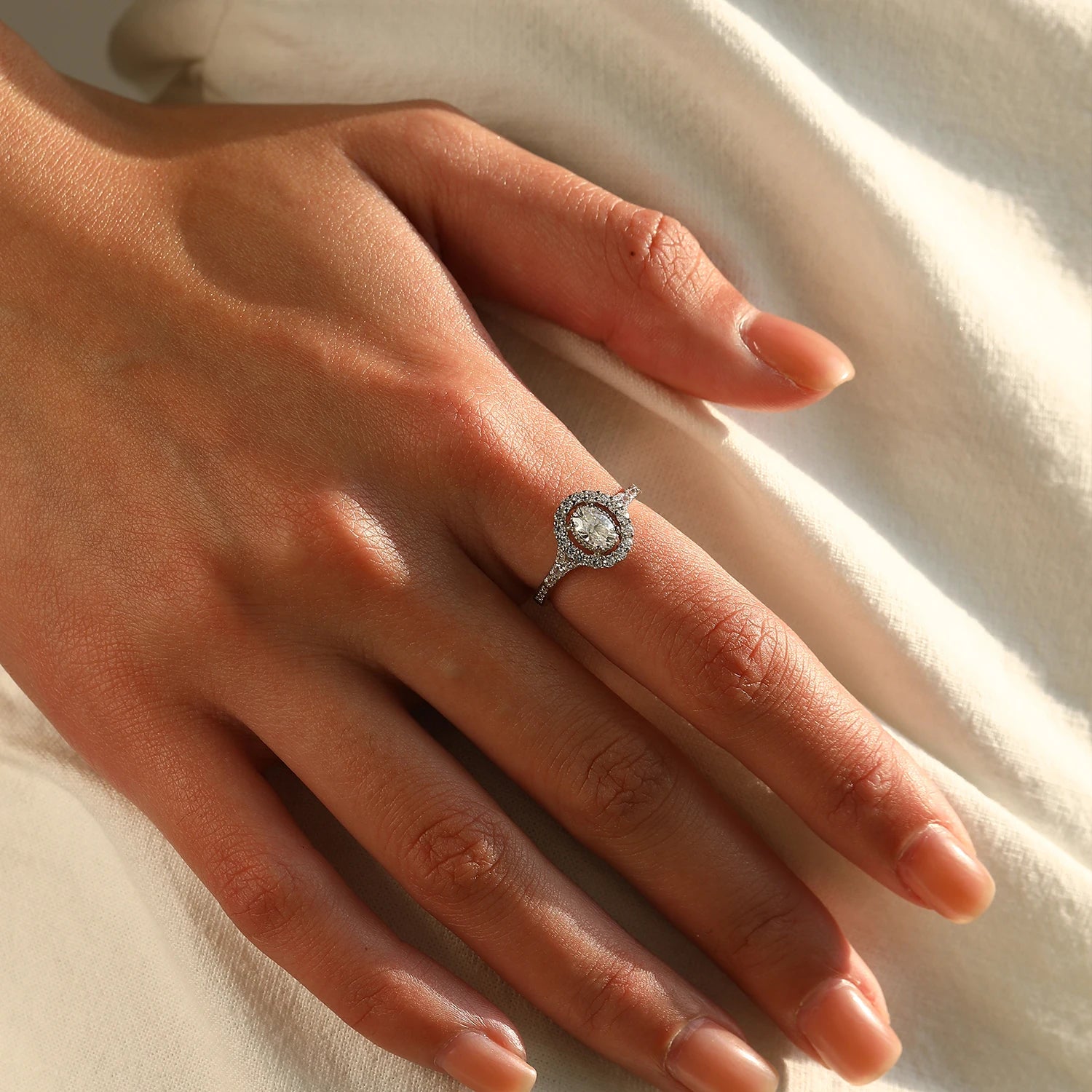 0.5CT Oval Moissanite  925 Sterling Silver Statement Round Cut Lab Diamond  Engagement Rings
