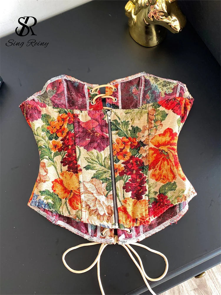 Strapless Embroidered Corset Top