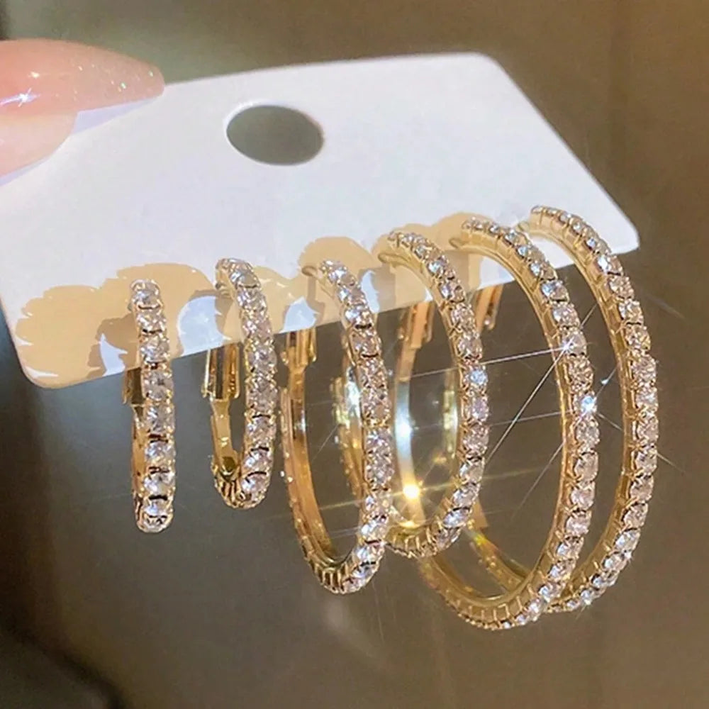 6pcs Classic Zircon Hoop Earring Set – Timeless Shine for Every Moment