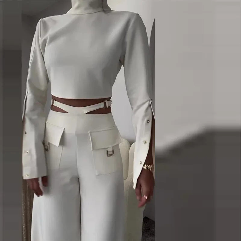 Women’s Elegant Wide-Leg Pant Set