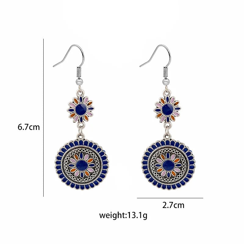 European Retro Bohemian Sunflower Earrings – Bold Vintage Statement Hoops