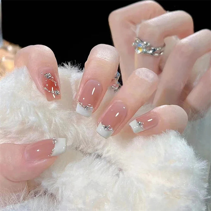 24Pcs/Set Dry Rose Blush Artificial Wearing False Nails