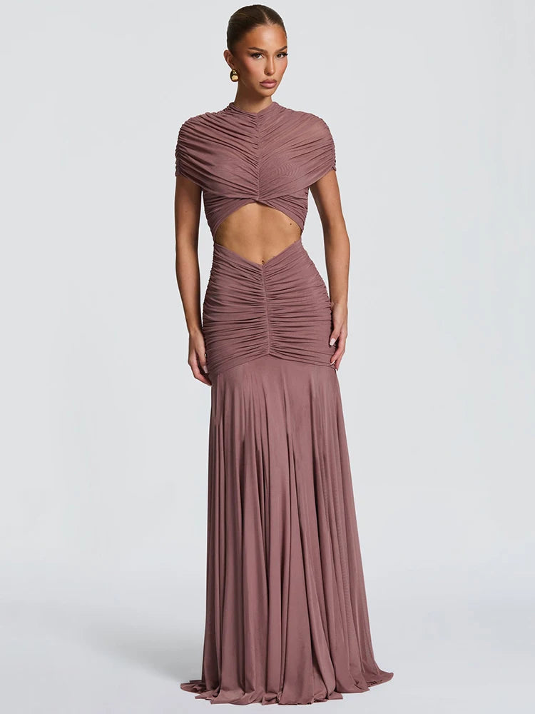 Elegant Mesh Patchwork Hollow Out Double Layer Dress
