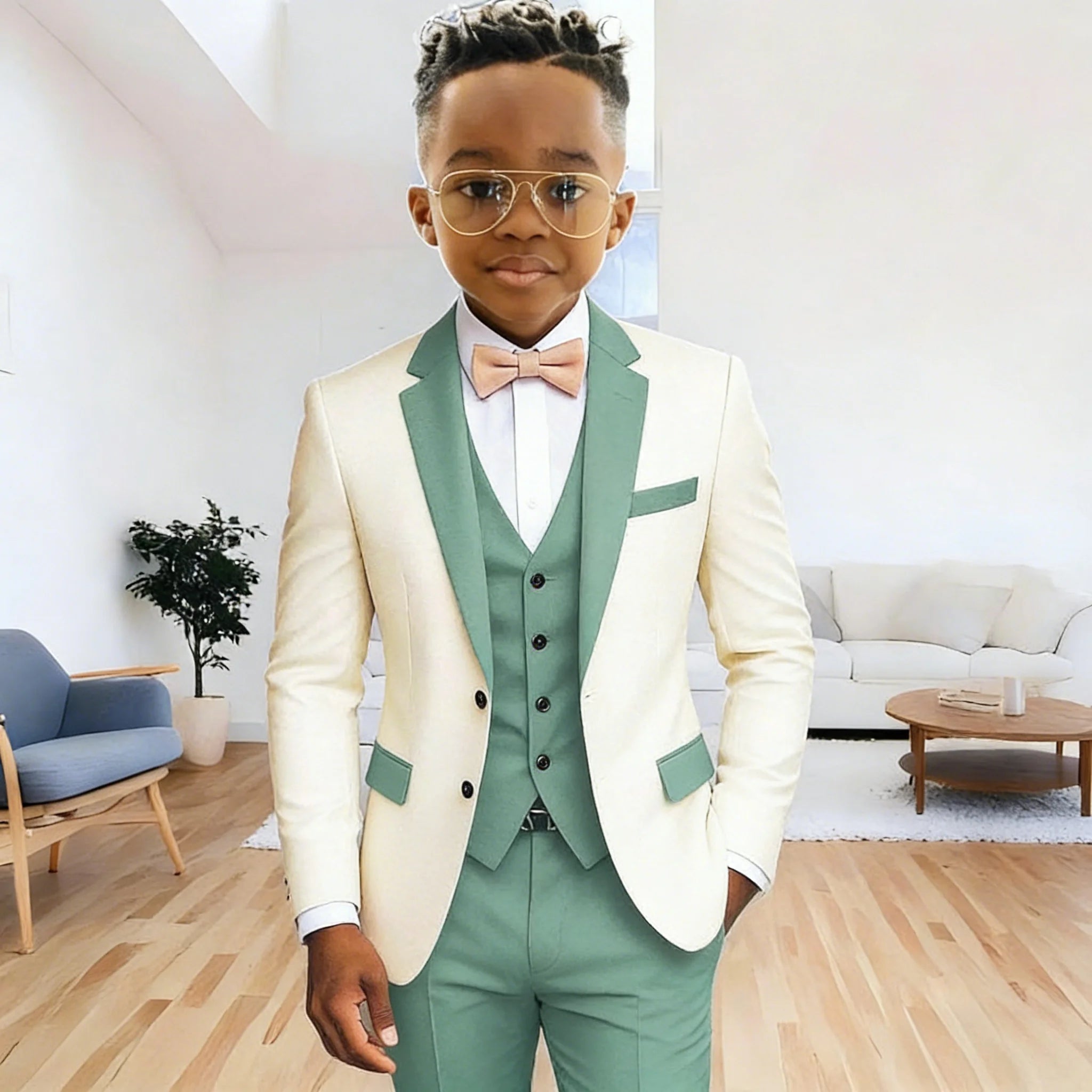 Boy's 3‑Piece Formal Suit Set – Jacket + Vest + Pants