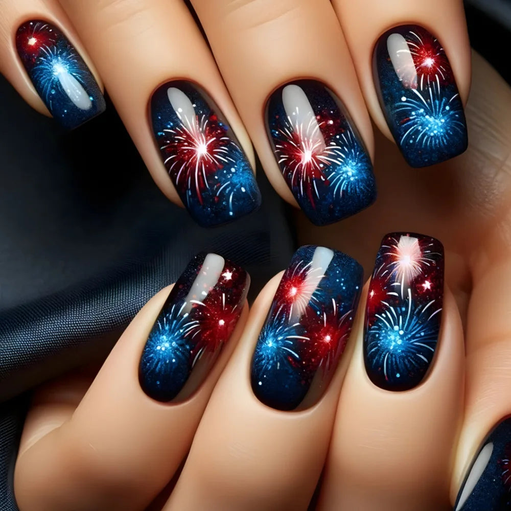 24pcs Press on Nails Flower Design