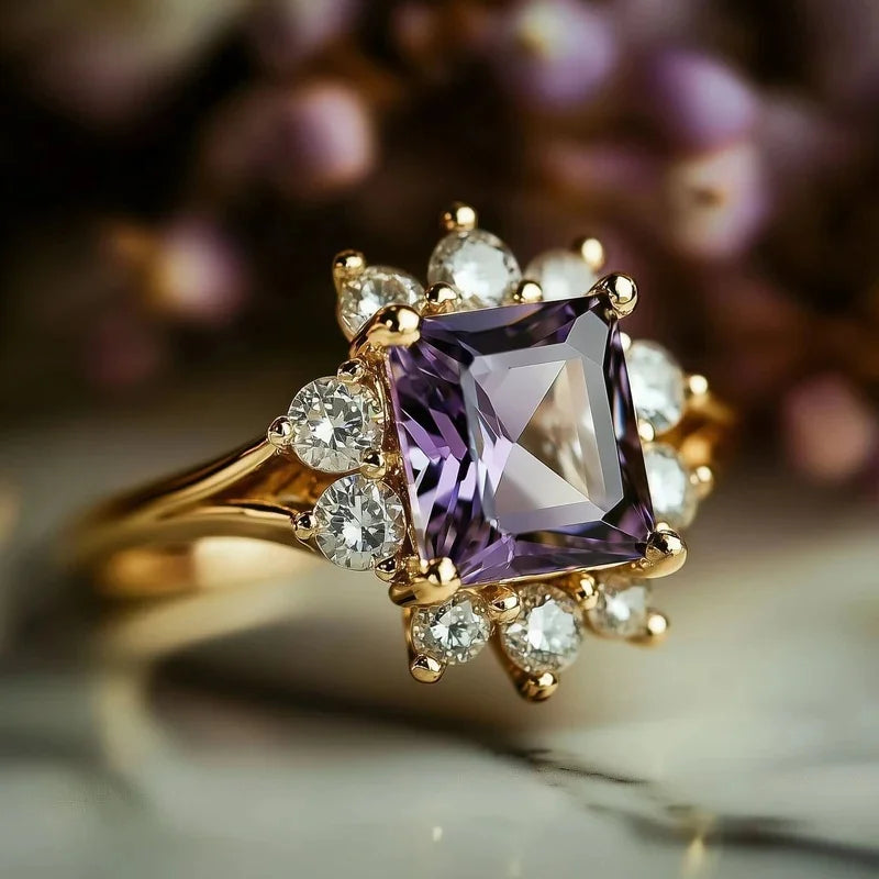 Purple Cubic Zirconia Charming Exquisite Wedding Ring