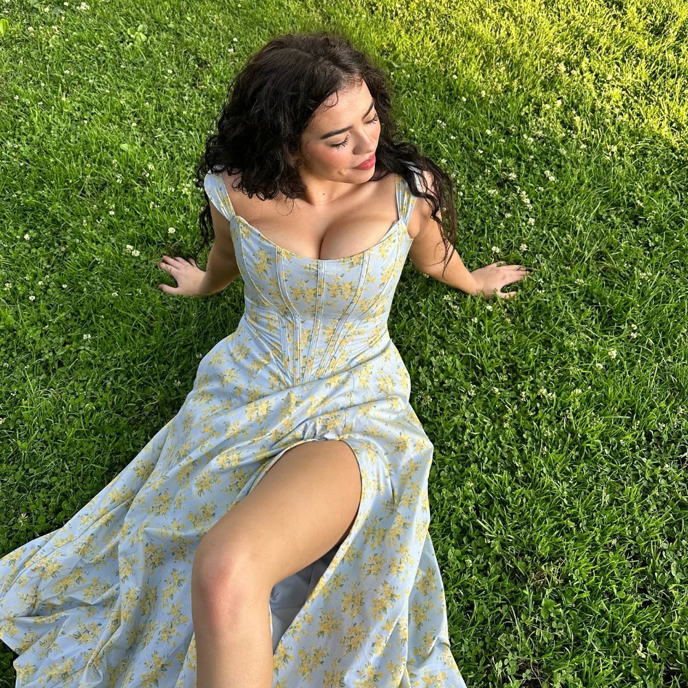 Trendy Green Long Lace Up Beach Dress