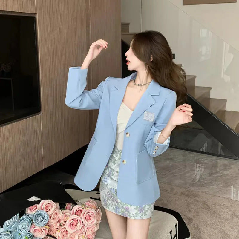 Spring Korean Style Wear Light Luxury and High End Fashion Drama Suit Coat Half Skirt Set