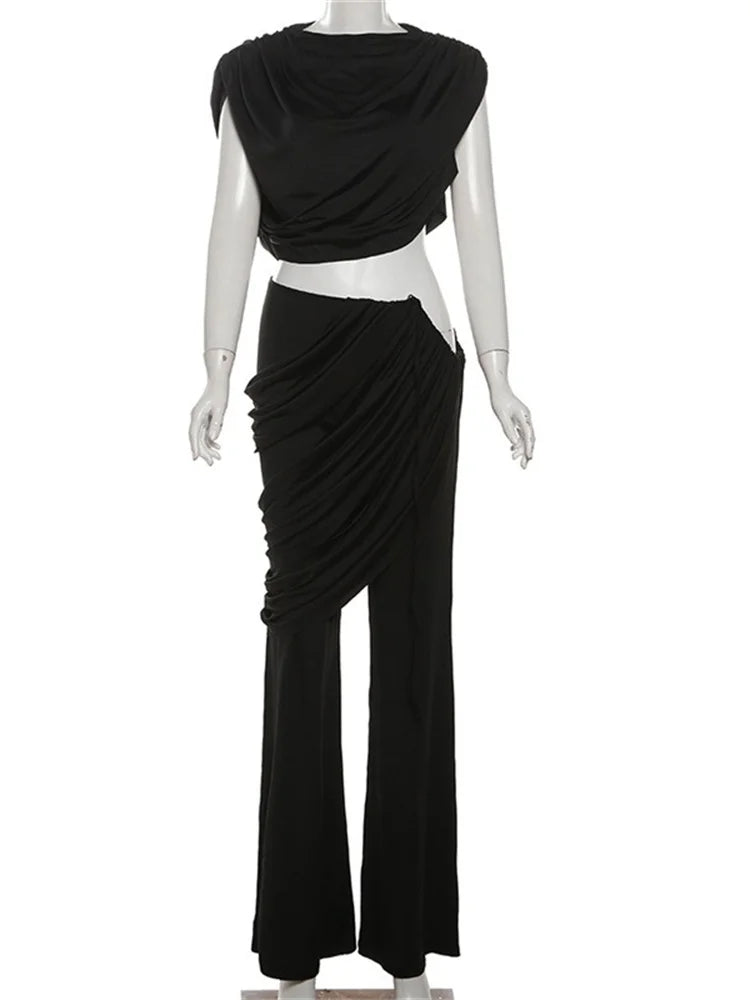 Sexy Crop Top Flared Pants Sets