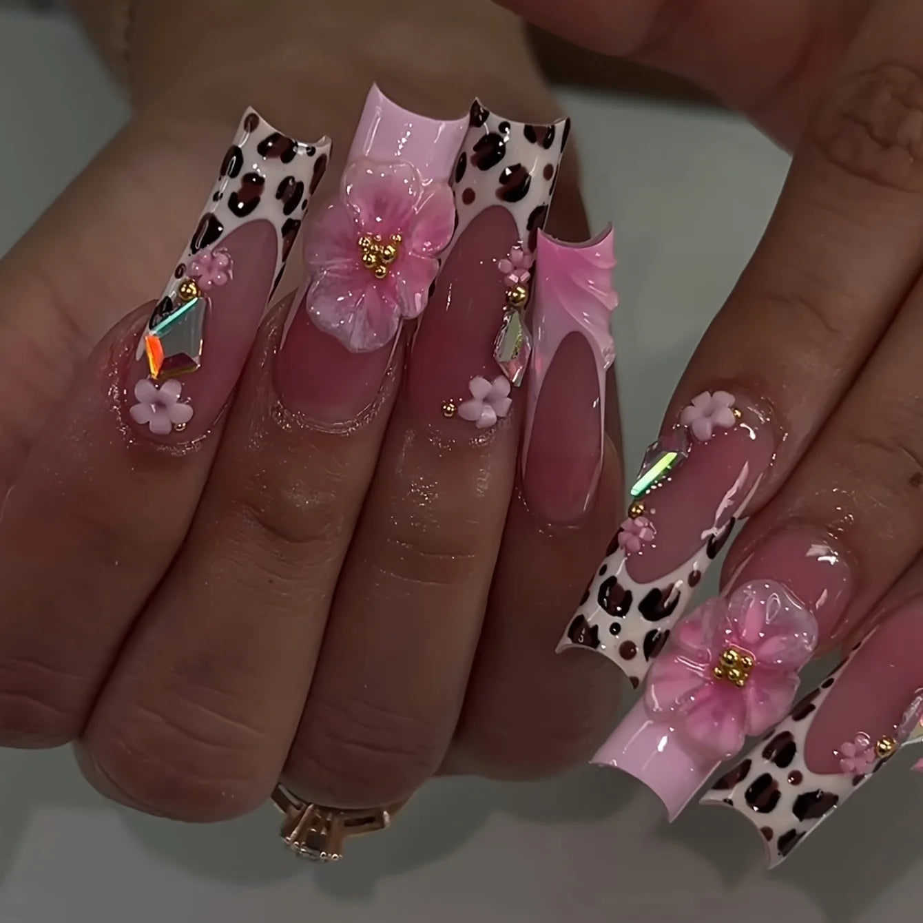 24Pcs Long Square Press on Nails