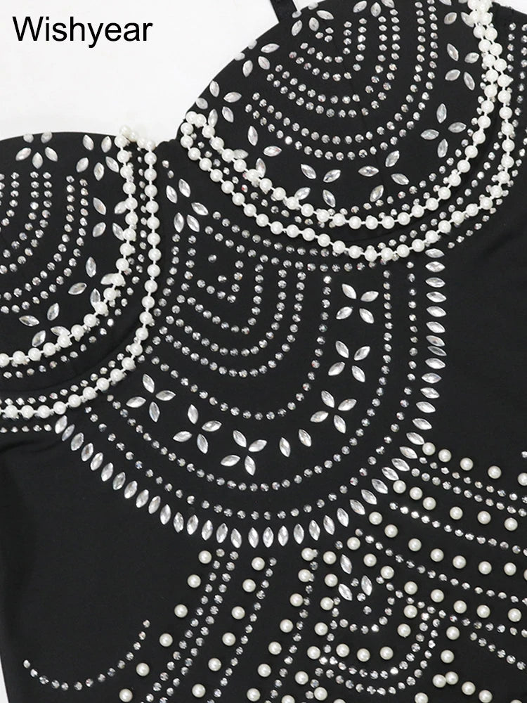 New Luxury Sparkly Crystal Rhinestone Pearl Gown