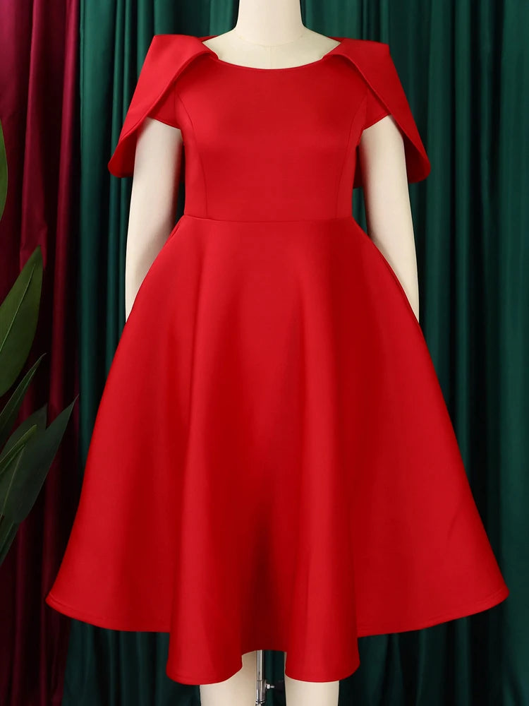 Solid Short Sleeve Plus Size Dress