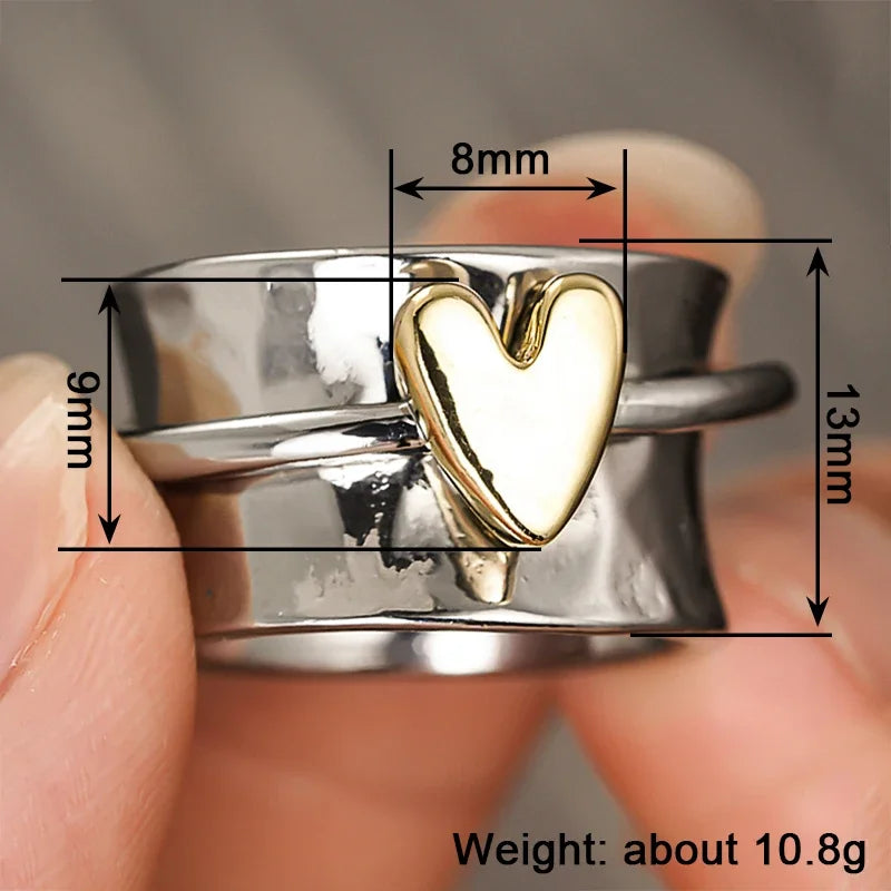Aesthetic Heart Rings for Women