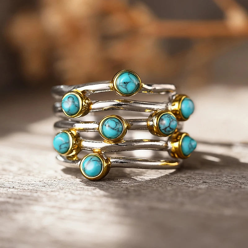Bohemia Blue Imitation Turquoise Ring