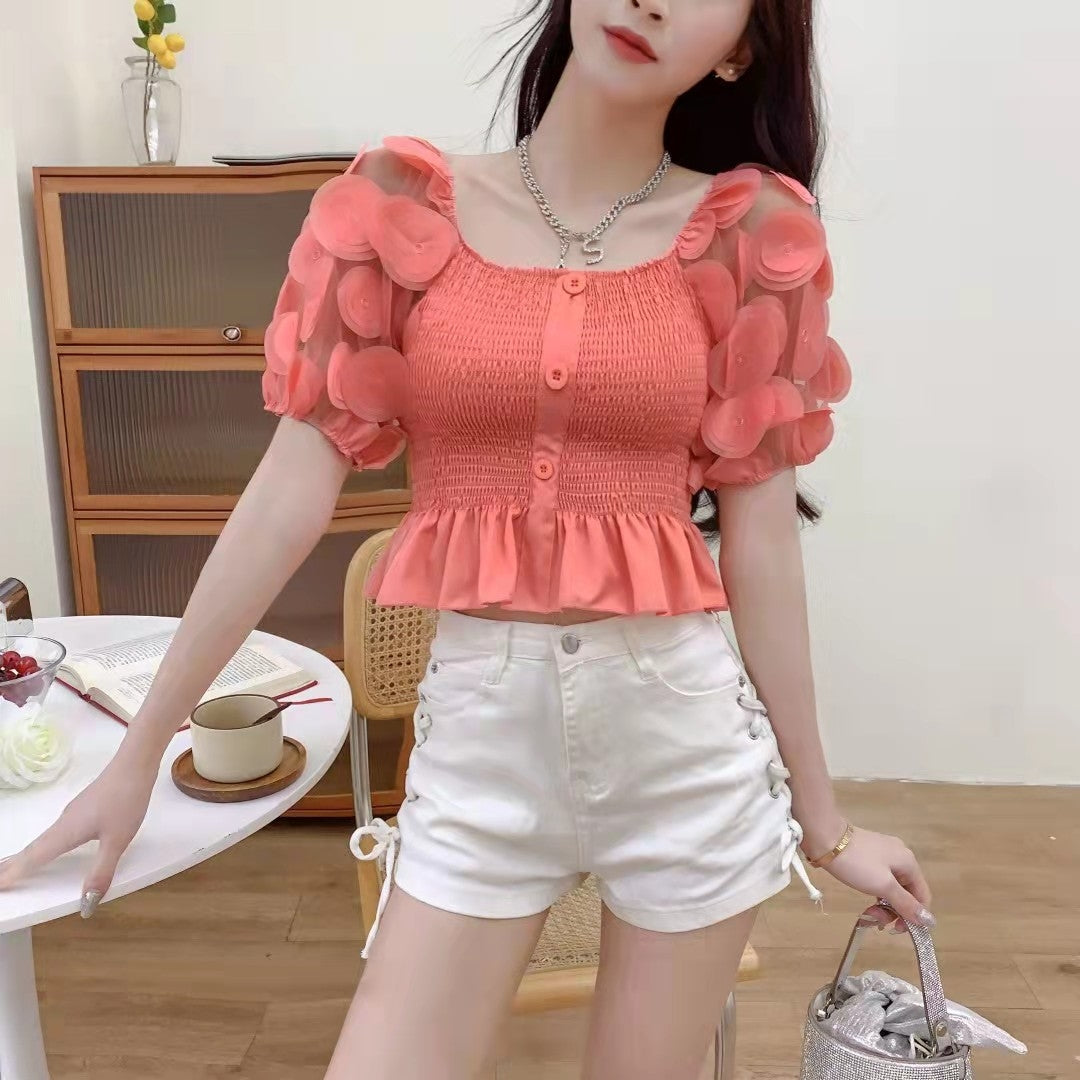 Summer Puff Sleeve Corset Tops