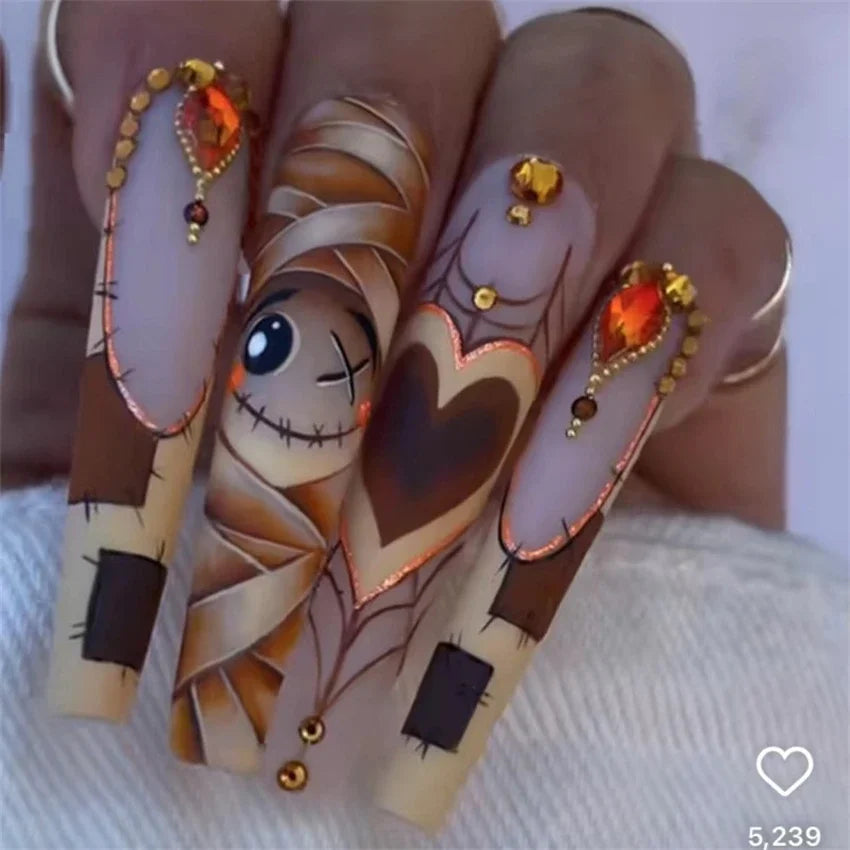24Pcs/Set French Ballet Fake Nails Art Stars Sky Eyes Wearing False Nails