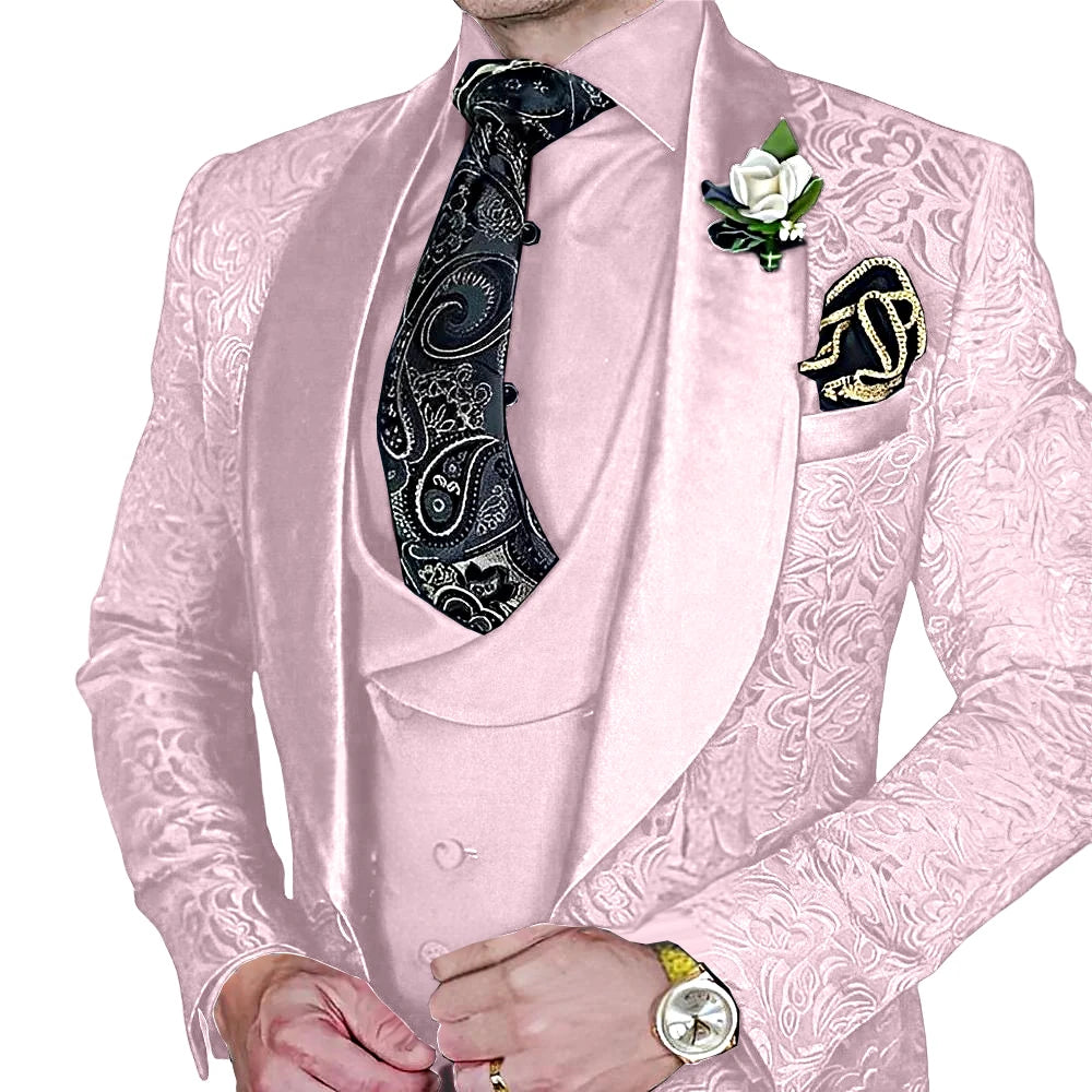 Jacquard Men's 3-piece Suit Set