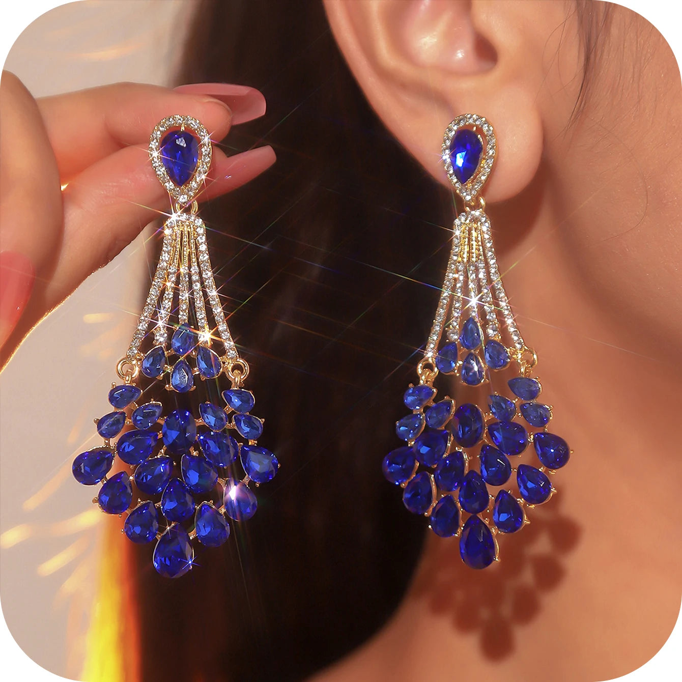 Luxury Glazed Rhinestone Dangle Earrings for Women