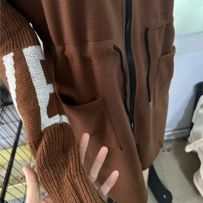 Fashion Oversized Winter Hooded Patchwork Coat