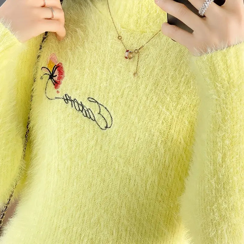 Imitation Mink Fleece Autumn Winter New Plush Slim Sweater Dress