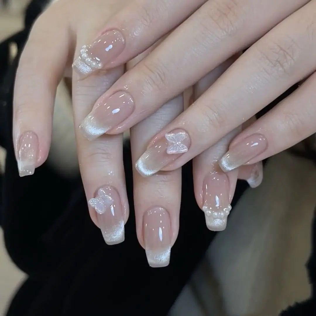 24Pcs Pink Ballet Fake Nails