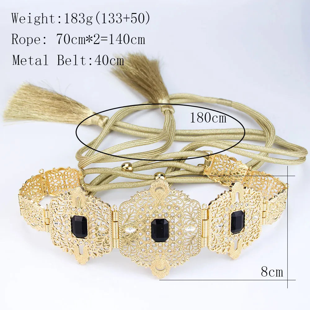 Moroccan Bride Tassel Straps Rope Waist Chain Chic Alloy Belt
