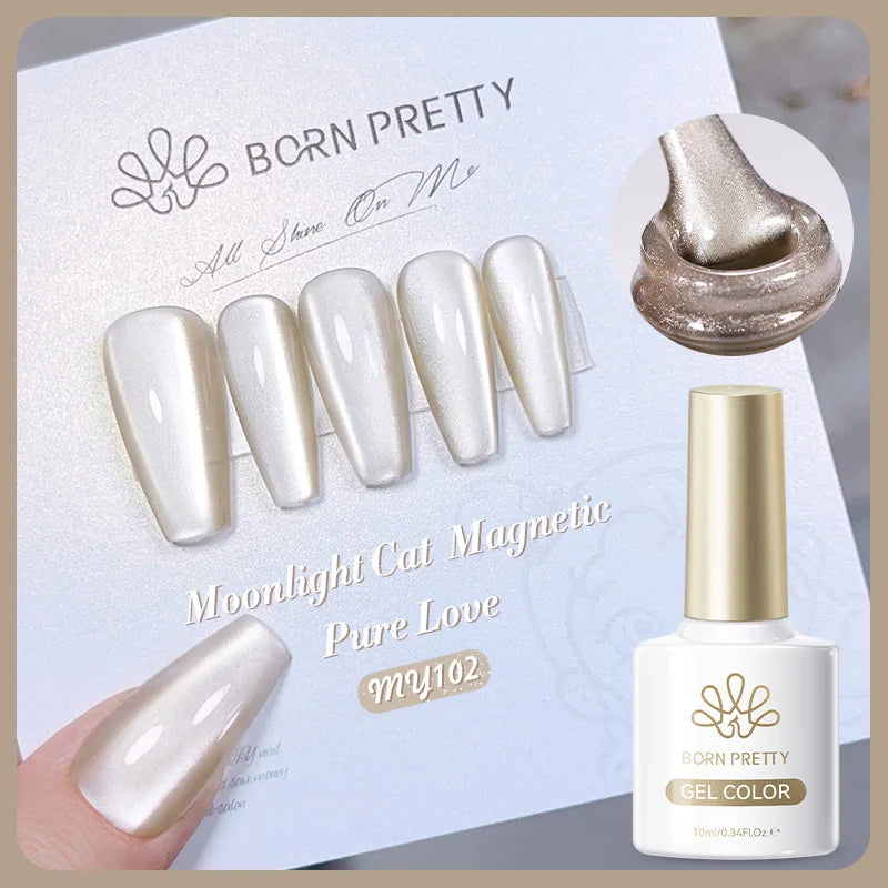 BORN PRETTY 10ml White Cat Magnetic Gel Nail Polish Ultra Shine White-light Varnis Semi Permanent Soak Off UV LED Gel for Nails