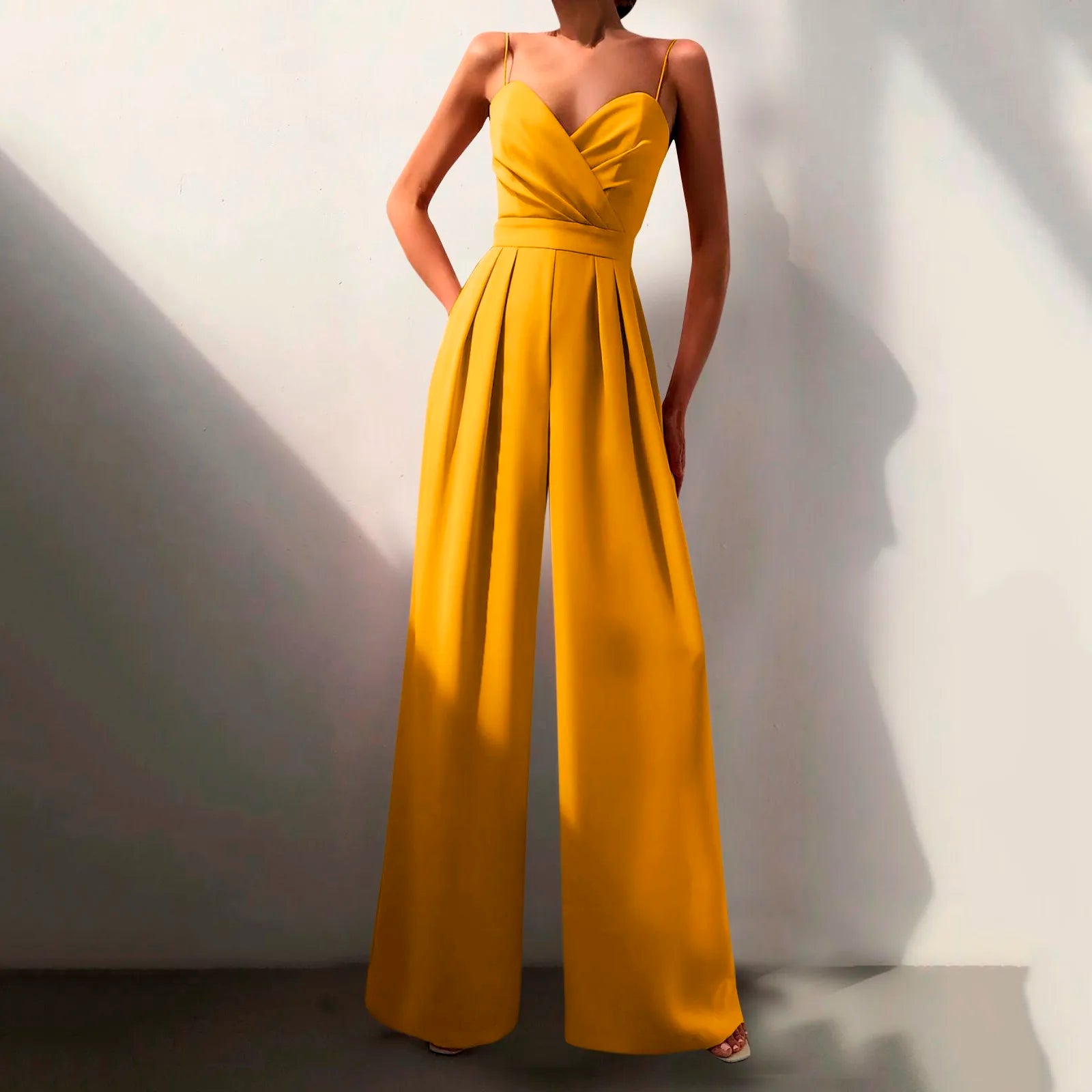 Summer Sleeveless TLoose Fit Wide Leg Trousers Jumpsuit