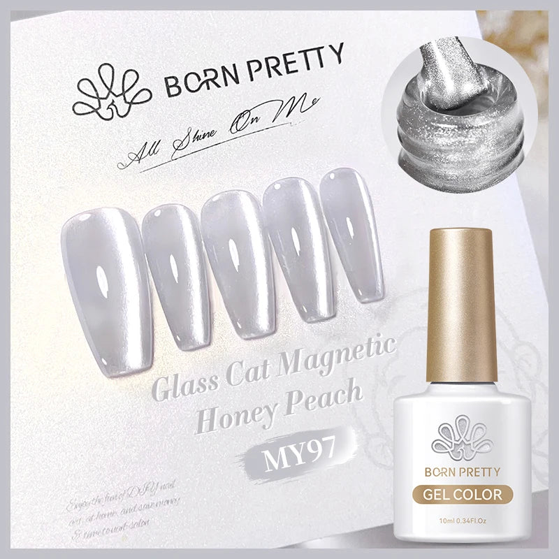 BORN PRETTY 10ml White Cat Magnetic Gel Nail Polish Ultra Shine White-light Varnis Semi Permanent Soak Off UV LED Gel for Nails