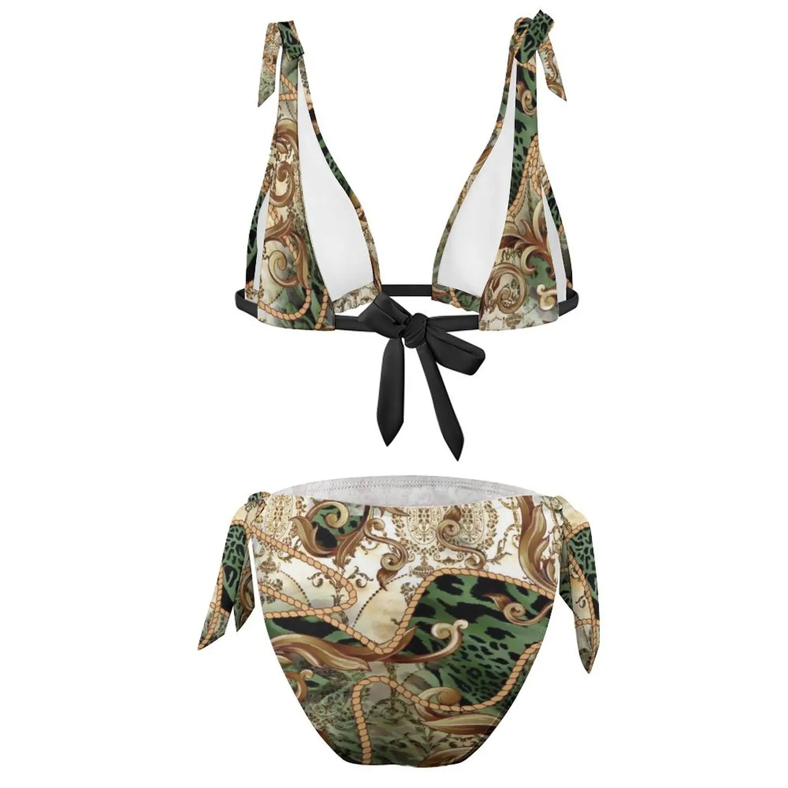 Retro Chains Stylish Bikinis Set Push Up Custom Bathing Suit