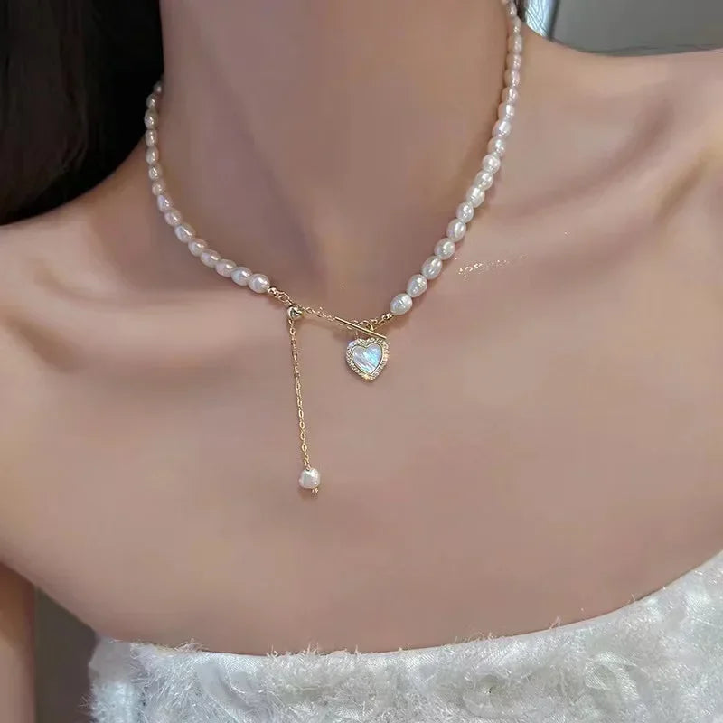Stereoscopic Stainless Steel Small Peach Heart Golden Necklace