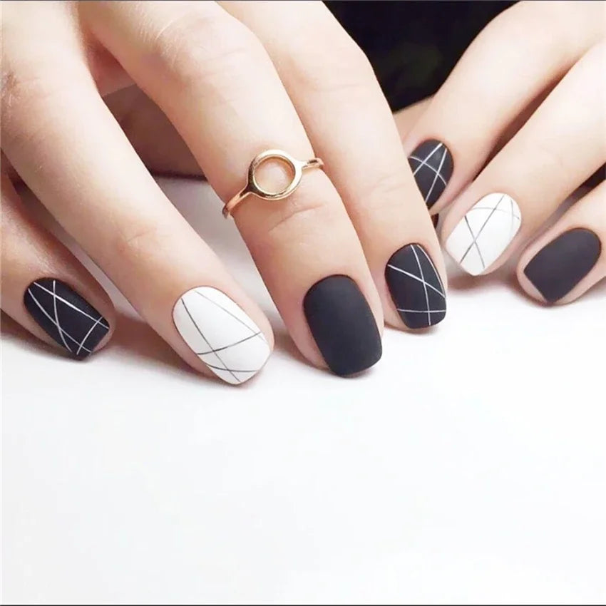 24Pcs/Set Dry Rose Blush Artificial Wearing False Nails