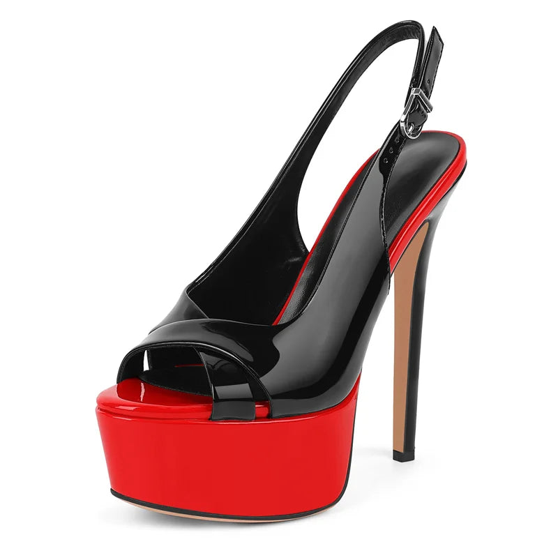 Onlymaker Women Mixed Colors Thin High Heel Striped Sandals Sexy Slingback Buckle Strap Pumps  Party Dress Sandals