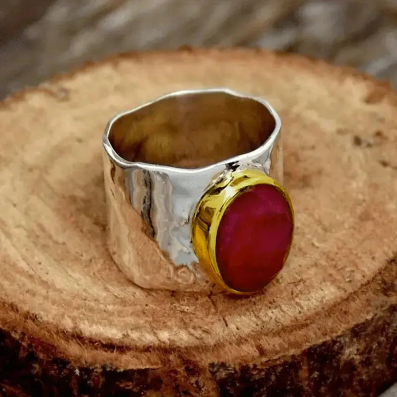 Creative Attractive Rings with Big Red CZ Design