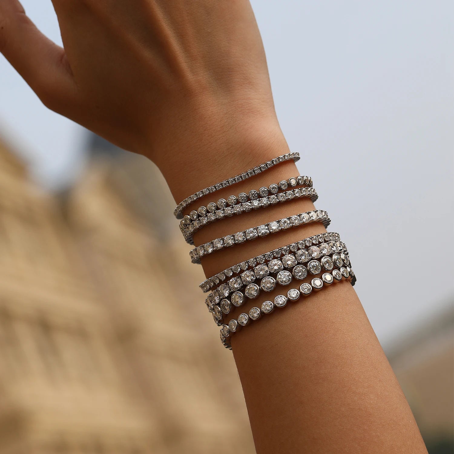 D Color VVS1 Moissanite925 Sterling Silver Single Classic Tennis Bracelets With Box